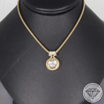 Wert 2350 € Brillant Anhänger Kette in 585er 14 K Gelbgold - 104757
