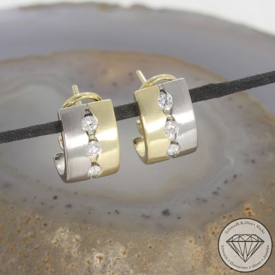 Wert 3050 € Bicolor Brillant Ohrringe Creolen (ca. 0,42 carat) in 585er 14 K Gold - 106268