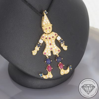 Wert 3490 € Brillant Saphir Rubin Anhänger in 585er 14 K Gelbgold - 106514