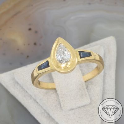 Wert 2350 € Diamant Saphir Ring in 750er 18 K Gelbgold - 106522
