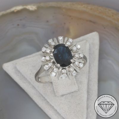 Wert 1650 € Brillant Saphir Ring in 750er 18 K Weißgold - 106534