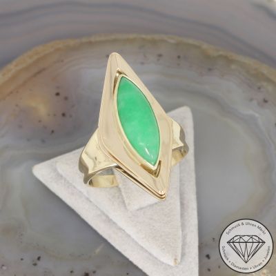Wert 2690 € Chrysopras Ring in 585er 14 K Gelbgold - 106570