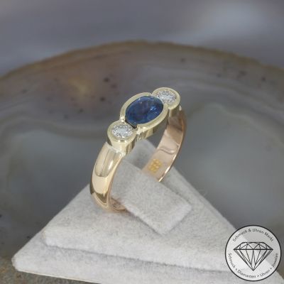 Wert 1890 € Brillant Saphir Ring in 585er 14 K Gelbgold - 106582