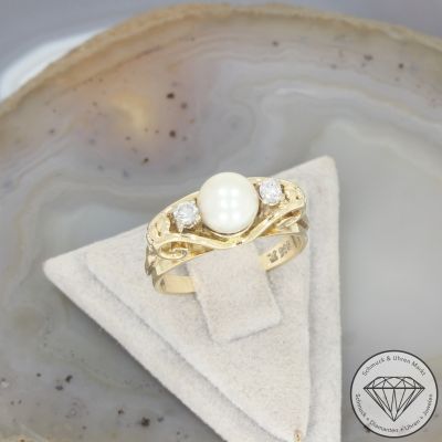 Wert 1490 € Brillant Perl Ring in 585er 14 K Gelbgold - 106615