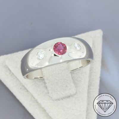 Wert 1650 € Brillant Rubin Ring in 585er 14 K Weißgold - 106697