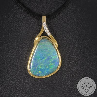 Wert 2590 € Brillant Opal Anhänger in 585er 14 K Gelbgold - 107157