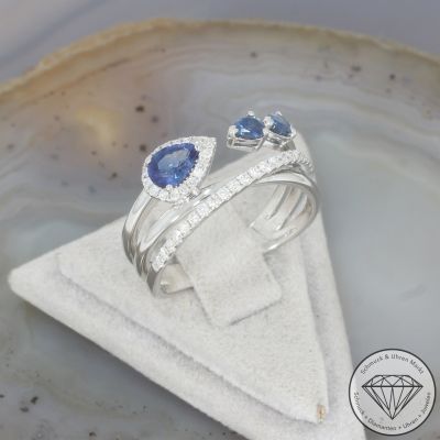 Wert 4090 € Brillant Saphir Ring in 750er 18 K Weißgold - 107526