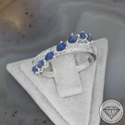 Wert 3850 € Brillant Saphir Ring in 750er 18 K Weißgold - 107528