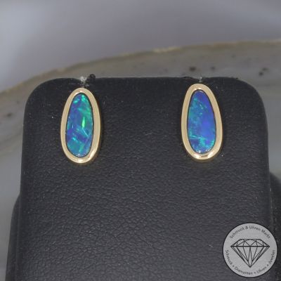 Wert 590 € Opal Ohrstecker 585er 14 K Gelbgold - 80858