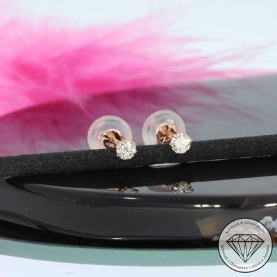 Wert 450 € Solitär Brillant Ohrringe (0,10 carat) in 750er 18 K Roségold - H1387
