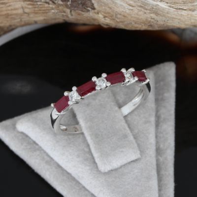 Wert 1150 € Brillant Rubin Ring in 585er 14 K Weißgold - H490