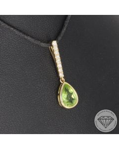 Sale! Wert 1690 &euro; Brillant Peridot Anh&auml;nger in 750er 18 K Gelbgold - 101769