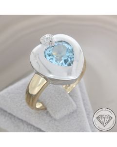 Wert 1150 &euro; Bicolor Diamant Ring Herz in 585er 14 K Gold - 102869