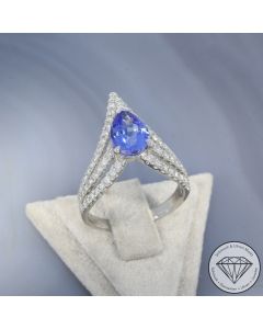 Sale! Wert 4390 &euro; Brillant Tansanit Ring in 750er 18 K Wei&szlig;gold - 103232