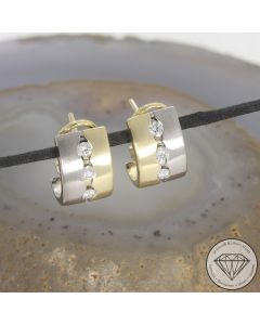 Wert 3050 &euro; Bicolor Brillant Ohrringe Creolen (ca. 0,42 carat) in 585er 14 K Gold - 106268
