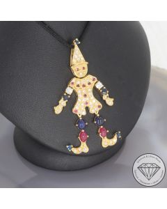 Wert 3490 &euro; Brillant Saphir Rubin Anh&auml;nger in 585er 14 K Gelbgold - 106514