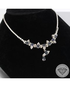 Wert 8990 &euro; Diamant Saphir Collier in 585er 14 K Wei&szlig;gold - 106517