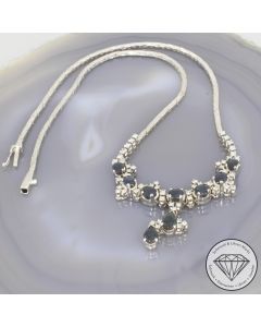 Wert 8990 &euro; Diamant Saphir Collier in 585er 14 K Wei&szlig;gold - 106517