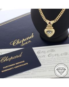 Wert 19890 &euro; CHOPARD Happy Diamonds Brillant Rubin Collier in 750er 18 K Gelbgold - 106543