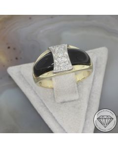 Wert 2090 &euro; Bicolor Diamant Onyx Ring in 585er 14 K Gold - 106592