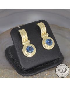 Wert 1950 &euro; Saphir Ohrstecker in 585er 14 K Gelbgold -106593