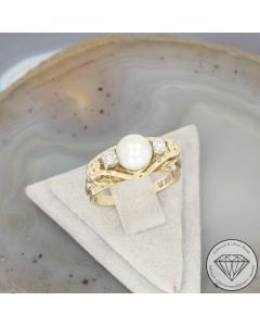 Wert 1490 &euro; Brillant Perl Ring in 585er 14 K Gelbgold - 106615