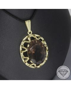 Wert 1190 &euro; Rauchquarz Anh&auml;nger in 585er 14 K Gelbgold - 106649