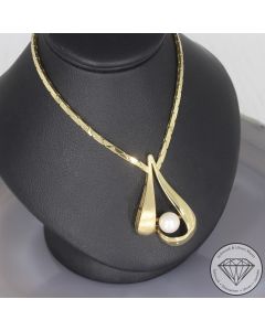 Wert 3100 &euro; Perl Anh&auml;nger mit Kette in 585er 14 k Gelbgold - 106651