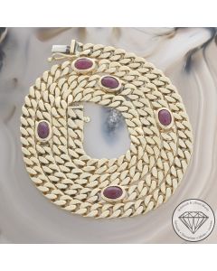 Wert 7290 &euro; Rubin Panzer Collier in 585er 14 K Gelbgold - 106731