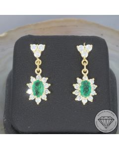 Wert 2190 &euro; Brillant Smaragd Ohrringe in 585er 14 K Gelbgold - 106796