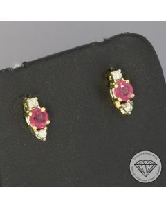 Wert 390 &euro; Diamant Rubin Ohrstecker in 585er 14 K Gelbgold - 106800