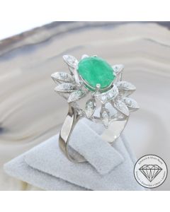 Wert 2290 &euro; Diamant Smaragd Ring in 585er 14 K Wei&szlig;gold - 106995