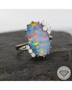 Wert 1990 &euro; Brillant Opal Ring in 585er 14 K Wei&szlig;gold - 107069
