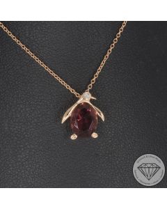 Wert 1990 € Brillant Turmalin Anhänger Pinguin mit Kette in 750er 18 K Rosegold - 107097