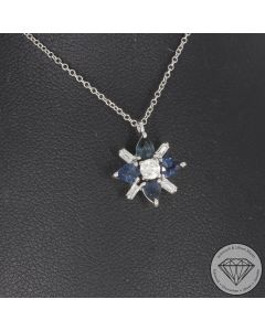 Wert 2790 &euro; Brillant Diamant Saphir Anh&auml;nger & Kette in 750er 18 K Wei&szlig;gold - 107108