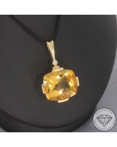 Wert 2060 &euro; Brillant Citrin Anh&auml;nger in 585er 14 K Gelbgold - 107144