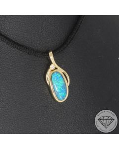 Wert 1190 &euro; Brillant Opal Anh&auml;nger in 585er 14 K Gelbgold - 107167