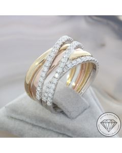 Wert 5150 &euro; Tricolor Brillant Ring (0,85 carat) in 585er 14 K Gold - 107233