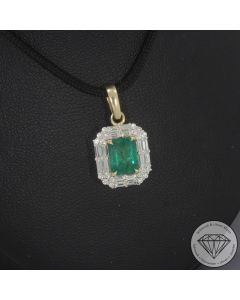Wert 4250 &euro; Brillant Diamant Smaragd Anh&auml;nger in 585er 14 K Gelbgold - 107333