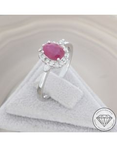 Wert 1850 &euro; Brillant Rubin Ring in 585er 14 K Wei&szlig;gold - 107351