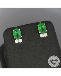Wert 1190 &euro; Brillant Smaragd Ohrstecker in 585er 14 K Wei&szlig;gold - 107353