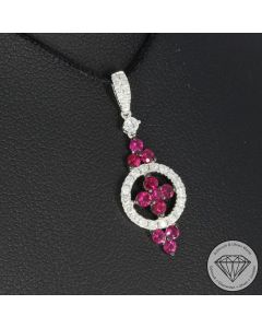Wert 650 &euro; Brillant Rubin Anh&auml;nger in 585er 14 K Wei&szlig;gold - 107362