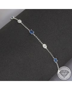 Wert 1890 &euro; Brillant Diamant Saphir Armband in 750er 18 K Wei&szlig;gold - H76