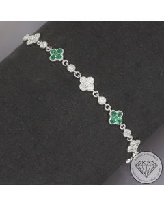 Wert 4050 &euro; Brillant Smaragd Armband in 750er 18 K Wei&szlig;gold - H84