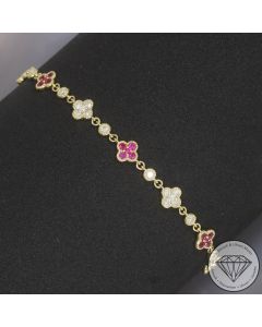 Wert 4050 &euro; Brillant Rubin Armband in 750er 18 K Gelbgold - H93