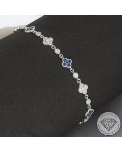 Wert 4050 &euro; Brillant Saphir Armband in 750er 18 K Wei&szlig;gold - H81