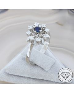 Wert 1550 &euro; Brillant Saphir RIng in 585er 14 K Wei&szlig;gold - 107417