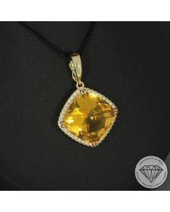 Wert 1990 &euro; Brillant Citrin Anh&auml;nger in 375er 9 K Gelbgold - 107478