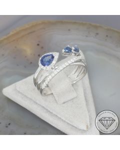 Wert 4090 &euro; Brillant Saphir Ring in 750er 18 K Wei&szlig;gold - 107526