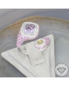 Wert 4890 &euro; Brillant Amethyst Saphir Ring in 750er 18 K Wei&szlig;gold - 107534